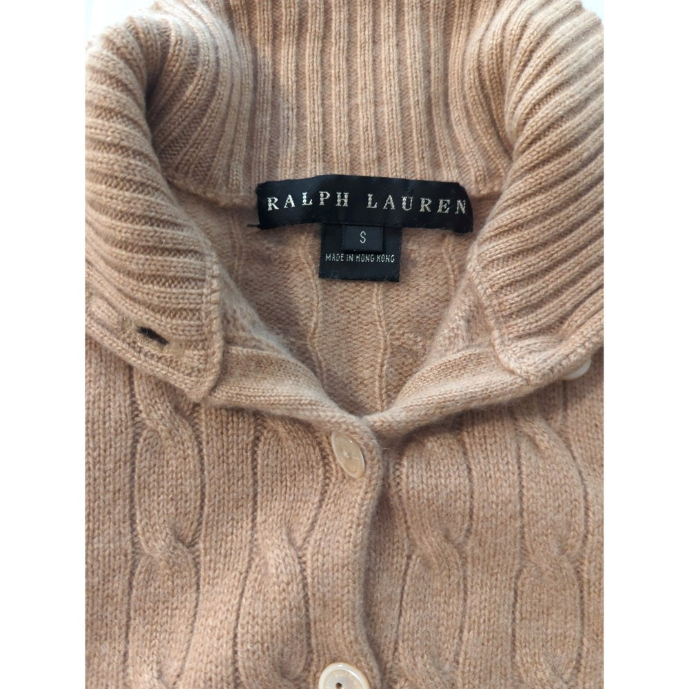 Ralph Lauren Black Label Camel Cable-Knit Button Cardigan